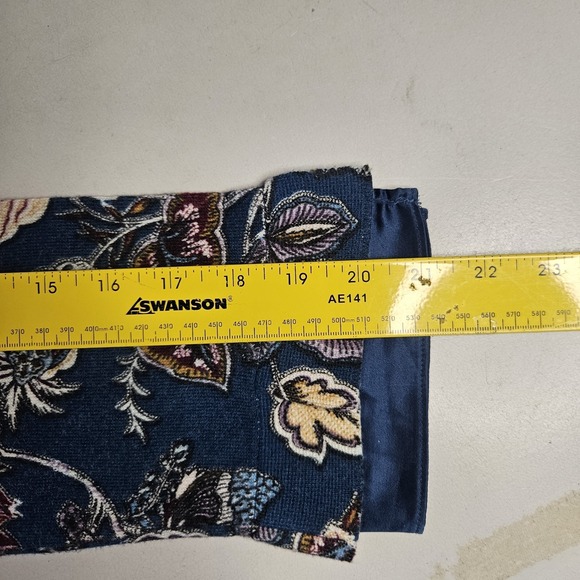 Chicos Womens Sweater 2 Blue Floral Tiered Paisley Satin Hem Teal - Picture 11 of 13